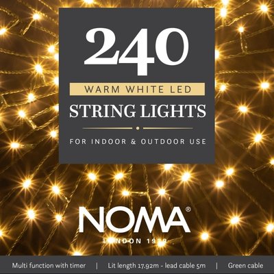 Noma 240 Warm White Multifunction String Lights With Green Cable