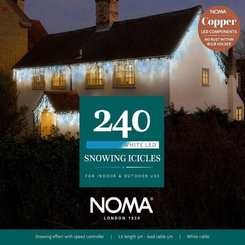 Noma 240 White/Ice Blue Snowing Icicles With White Cable