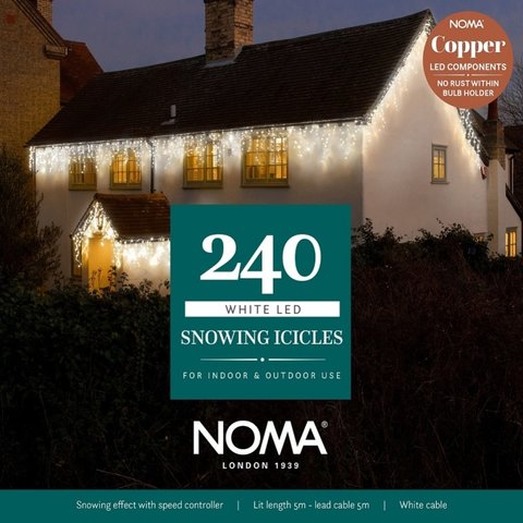 Noma 240 White Snowing Icicles With White Cable