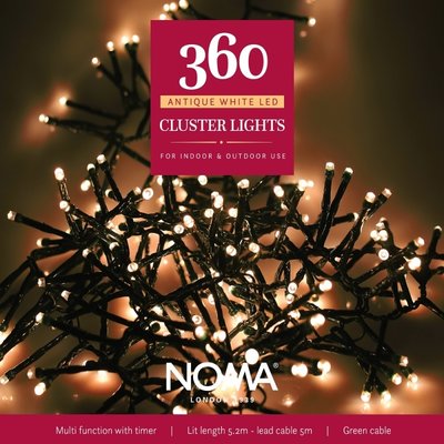 Noma 360 Antique White Multifunction Cluster Lights With Green Cable