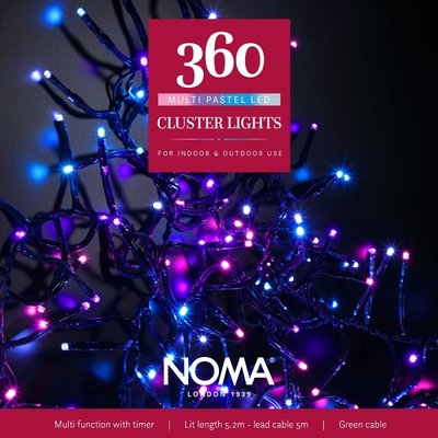 Noma 360 Pastel Multifunction Cluster Lights With Green Cable