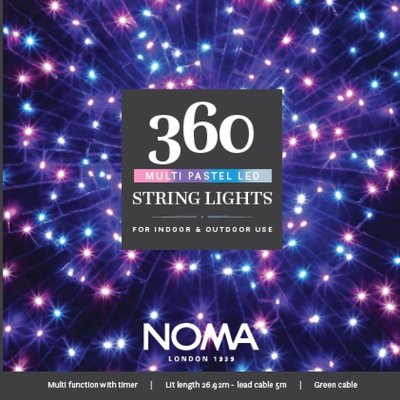 Noma 360 Pastel Multifunction String Lights With Green Cable