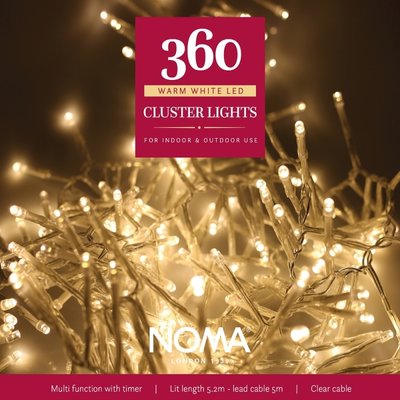 Noma 360 Warm White Multifunction Cluster Lights With Clear Cable