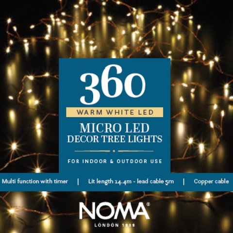 Noma 360 Warm White Micro Decor Tree Lights With Copper Wire