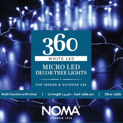 Noma 360 White Micro Decor Tree Lights With Silver Wire