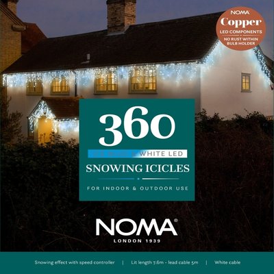 Noma 360 White/Ice Blue Snowing Icicles With White Cable