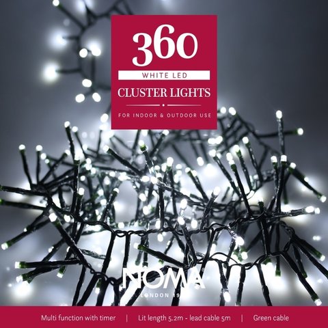 Noma 360 White Multifunction Cluster Lights With Green Cable