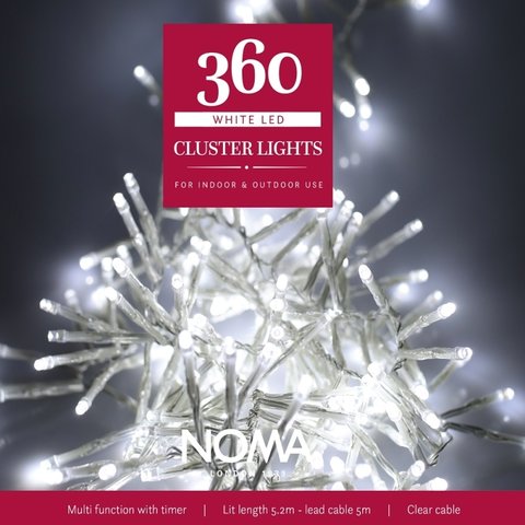 Noma 360 White Multifunction Cluster Lights With Clear Cable