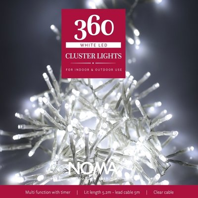 Noma 360 White Multifunction Cluster Lights With Clear Cable