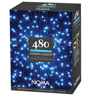 Noma 480 Ice Blue Multifunction String Lights With Green Cable