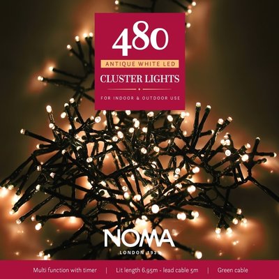 Noma 480 Antique White Multifunction Cluster Lights With Green Cable