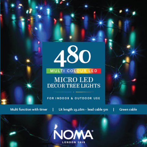 Noma 480 Multicolour Micro Decor Tree Lights With Green Wire