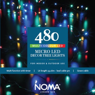 Noma 480 Multicolour Micro Decor Tree Lights With Green Wire