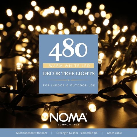 Noma 480 Warm White Multifunction Decor Tree Lights Green Cable