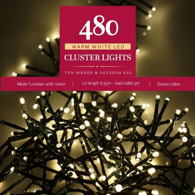 Noma 480 Warm White Multifunction Cluster Lights With Green Cable