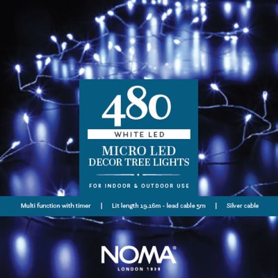 Noma 480 White Micro Decor Tree Lights With Silver Wire