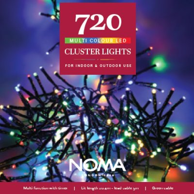 Noma 720 Multicolour Multifunction Cluster Lights & Green Cable