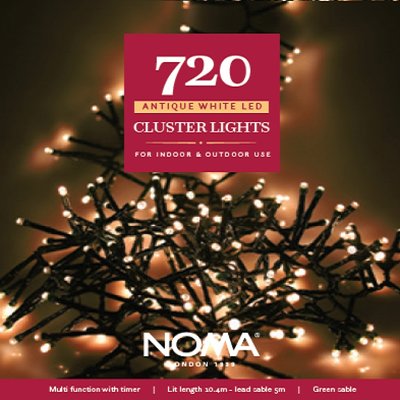 Noma 720 Antique White Multifunction Cluster Lights With Green Cable