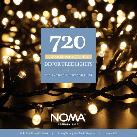 Noma 720 Warm White Multifunction Decor Tree Lights Green Cable