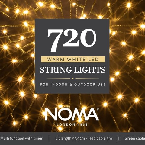 Noma 720 Warm White Multifunction String Lights With Green Cable