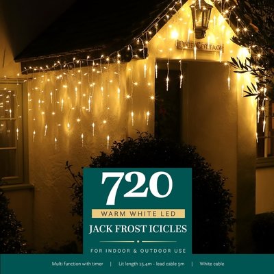 Noma 720 Warm White Multifunction Jack Frost Icicles & White Cable