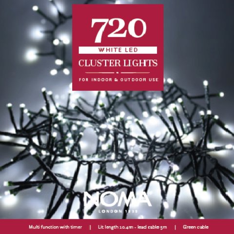 Noma 720 White Multifunction Cluster Lights With Green Cable