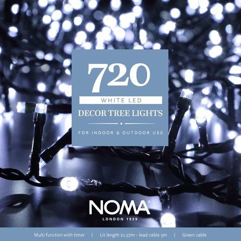 Noma 720 White Multifunction Decor Tree Lights With Green Cable