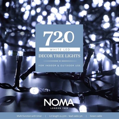Noma 720 White Multifunction Decor Tree Lights With Green Cable