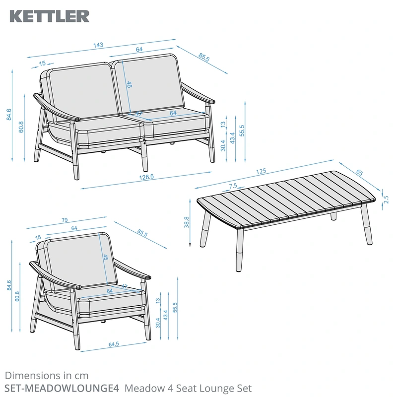 Kettler Meadow 4 Seat Lounge Set - image 3