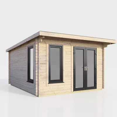 Power Pent Log Cabin 12x12 - Right Door
