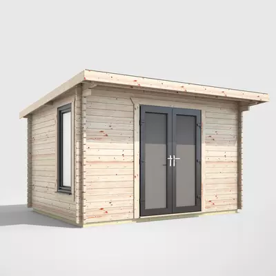 Power Pent Log Cabin 12x8 - Central Door