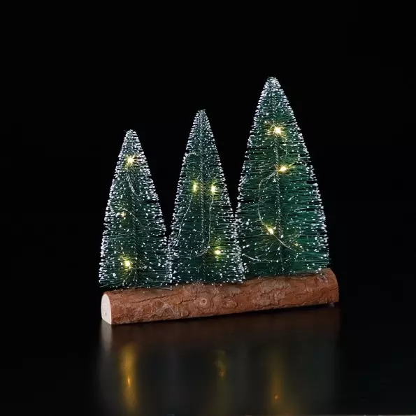 Noma Three Needle Trees In Wooden Base 19.5cm