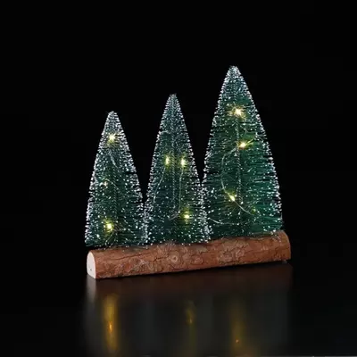 Noma Three Needle Trees In Wooden Base 19.5cm
