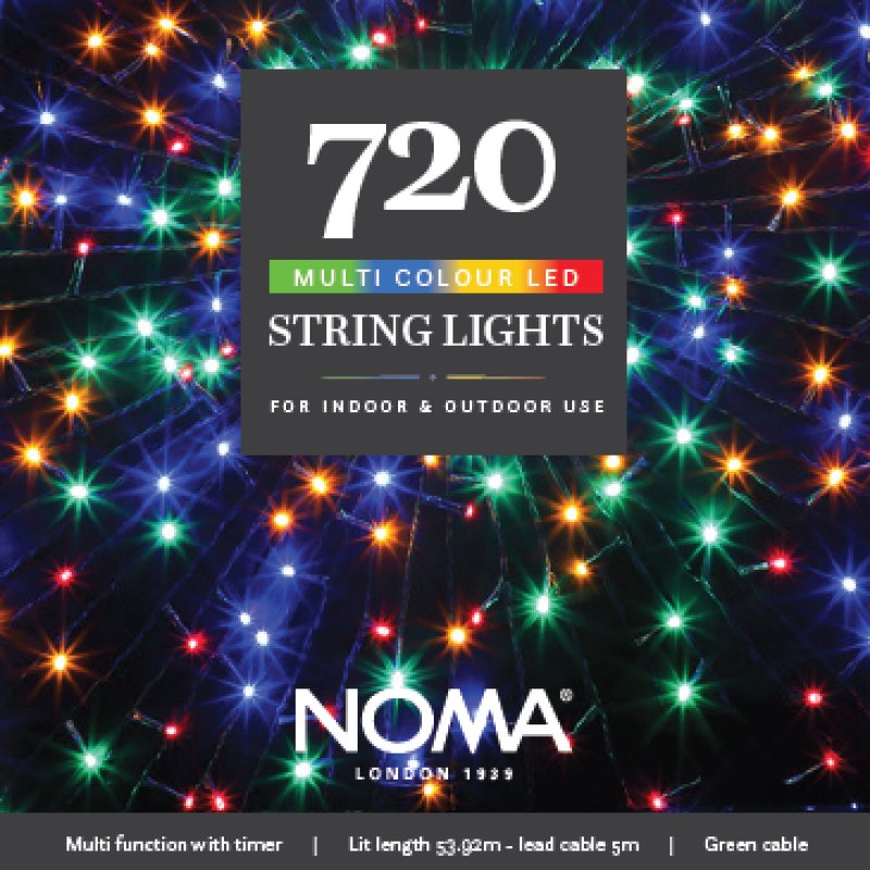 Noma 720 Multicolour Multifunction String Lights with Green Cable