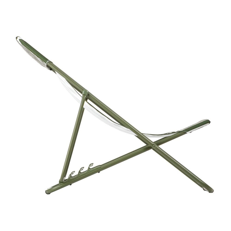Lafuma Multi-Position Folding Deckchair Green Moss Stripes - image 2