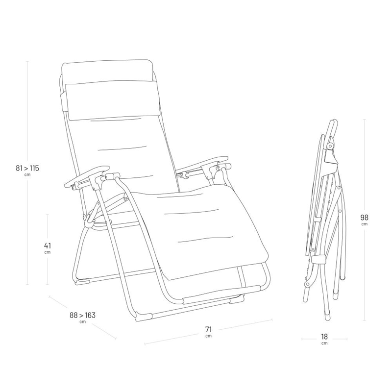 Lafuma Zero Gravity Padded Reclining Chair Blue Coral - image 3