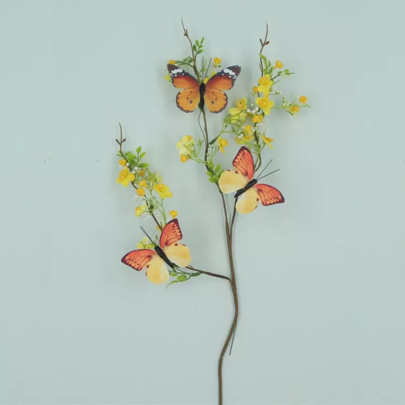 Artificial Flowers Yellow Flower & Butterflies Spray Groves Nurseries