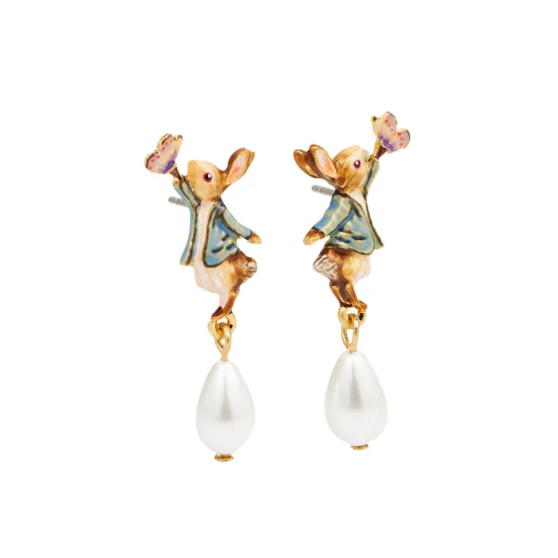 Fable Peter Rabbit Butterfly Pearl Earrings - image 1