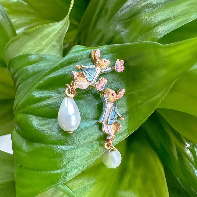 Fable Peter Rabbit Butterfly Pearl Earrings - image 3