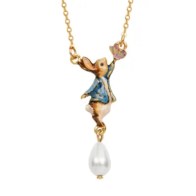 Fable Peter Rabbit Butterfly Pearl Necklace
