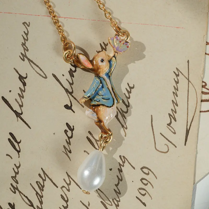Fable Peter Rabbit Butterfly Pearl Necklace - image 4