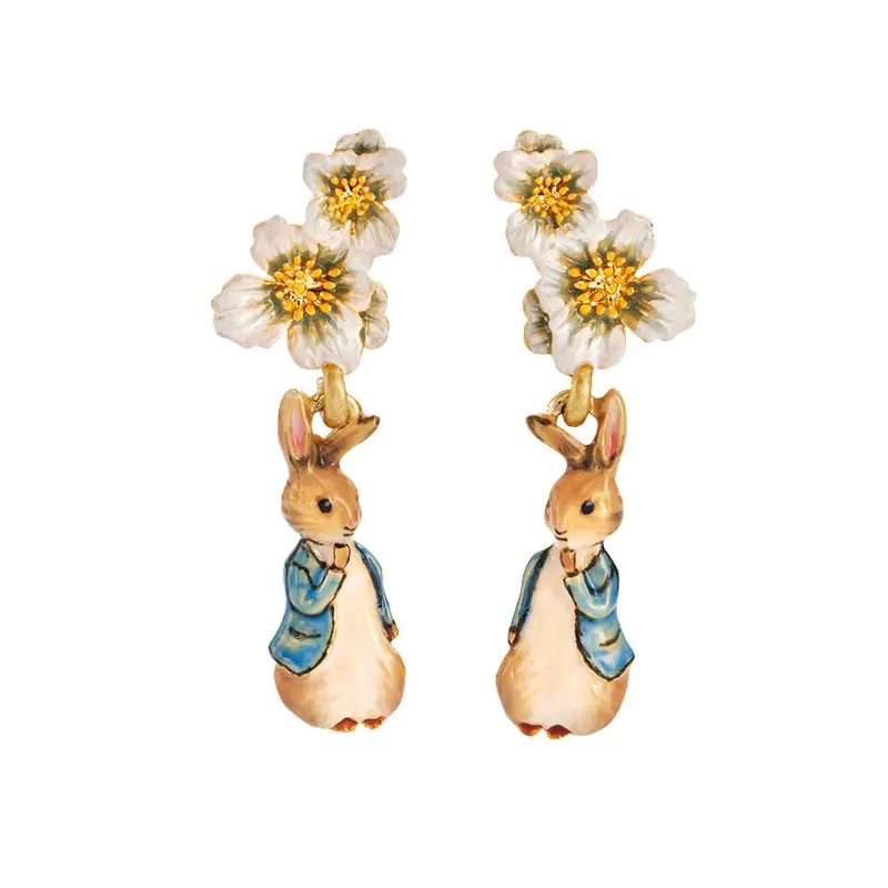 Fable Peter Rabbit Floral Drop Earrings - image 1