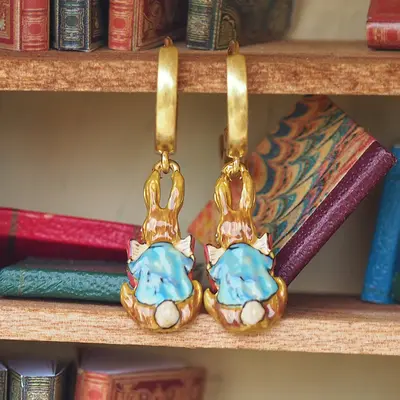 Fable Peter Rabbit Reading Earrings - image 4