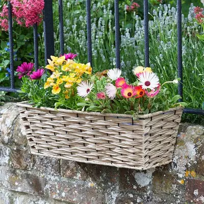 Smart Bari Faux Rattan Planter 19" Sand - image 2