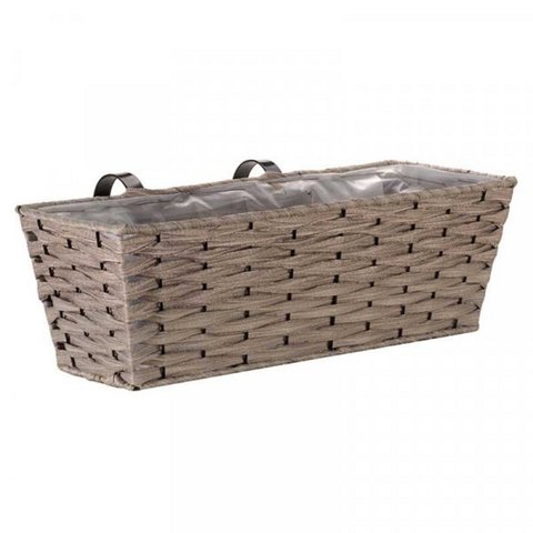 19" Faux Rattan Planter - Grey