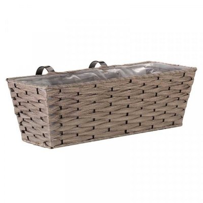 19" Faux Rattan Planter - Grey