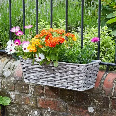 Smart Bari Faux Rattan Planter 19" Soft Grey - image 2