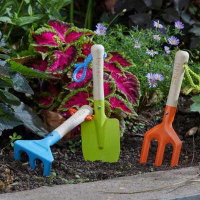 Kids fork trowel and rake