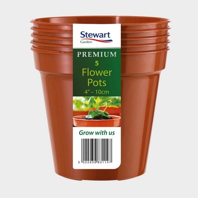 10cm (4") Flower Pot x5 Terracotta