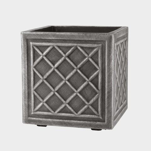 38cm Square Lead Effect Planter Pewter